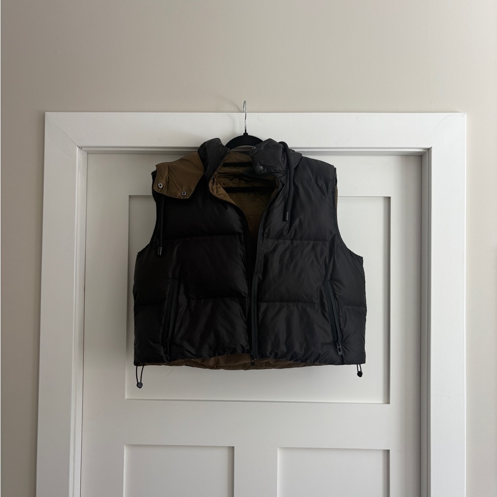 Zara Black and Brown Puffer Vest